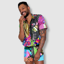 Load image into Gallery viewer, the &#39;mixed print&#39; short sleeve button-down
