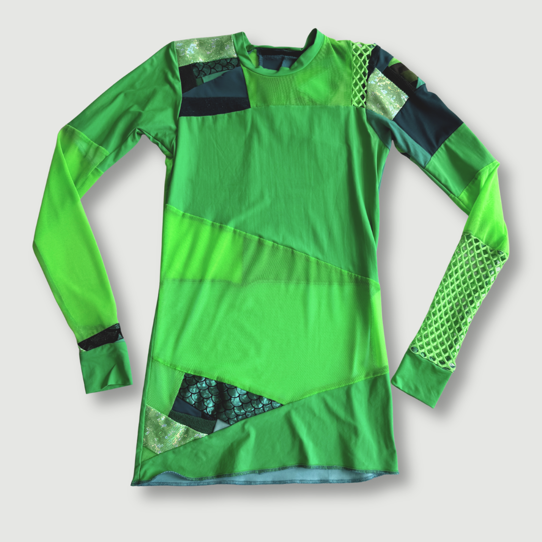 size small - preloved - neon green mesh crew neck