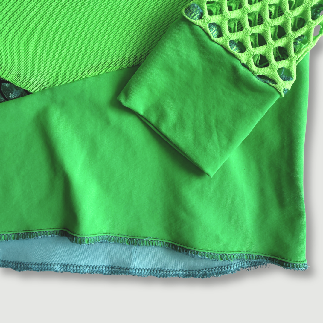size small - preloved - neon green mesh crew neck