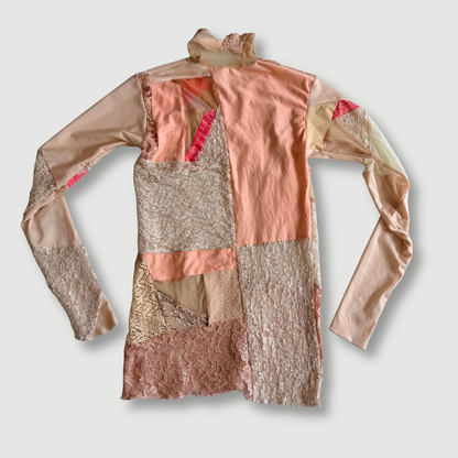 size small - preloved - soft pink lace mock neck