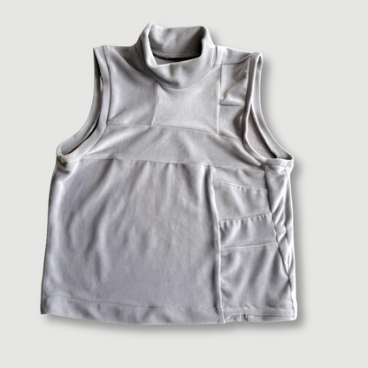 size small - preloved - gray velour mock neck crop top