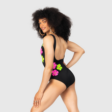 Load image into Gallery viewer, the &#39;black + neon florals&#39; one piece
