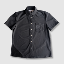 Load image into Gallery viewer, the &#39;black + mesh&#39; short sleeve button-down
