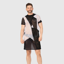 Load image into Gallery viewer, the &#39;black + white&#39; sheer + mesh coverup
