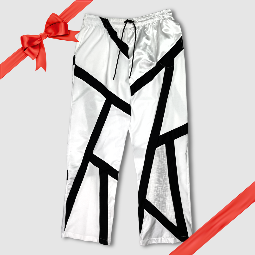 in-stock holiday - SIZE: 2XL/3XL - white + black stripes pants