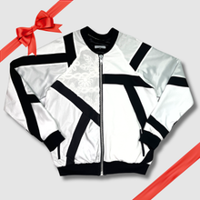 Load image into Gallery viewer, in-stock holiday - SIZE: M/L - white + black stripes bomber
