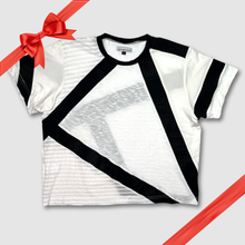 Load image into Gallery viewer, in-stock holiday - SIZE: L - white + black stripes short sleeve tee shirt
