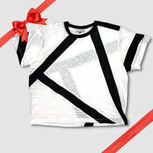 Load image into Gallery viewer, in-stock holiday - SIZE: XL - white + black stripes short sleeve tee shirt
