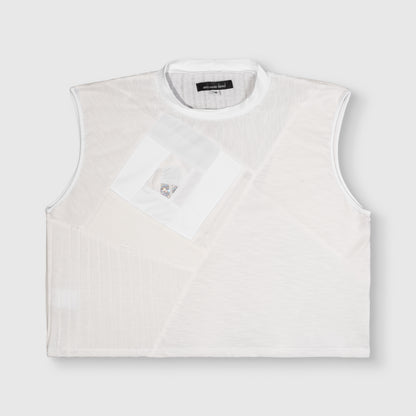 white 'all-over reroll' cropped tank top