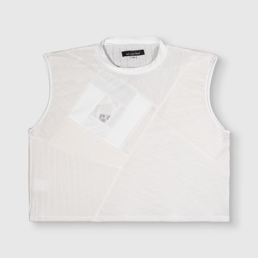 white 'all-over reroll' cropped tank top - birthday sale