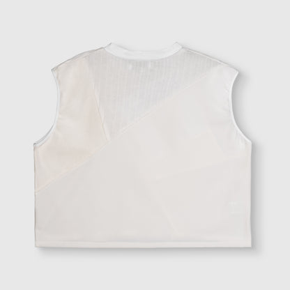 white 'all-over reroll' cropped tank top
