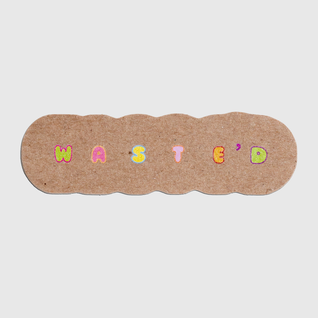 'wasted' recycled paper sticker