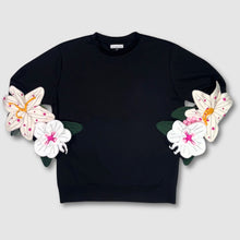 Load image into Gallery viewer, black &#39;florals for winter&#39; crewneck sweatshirt *NEW RELEASE*
