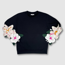 Load image into Gallery viewer, black &#39;florals for winter&#39; crewneck sweatshirt *NEW RELEASE*
