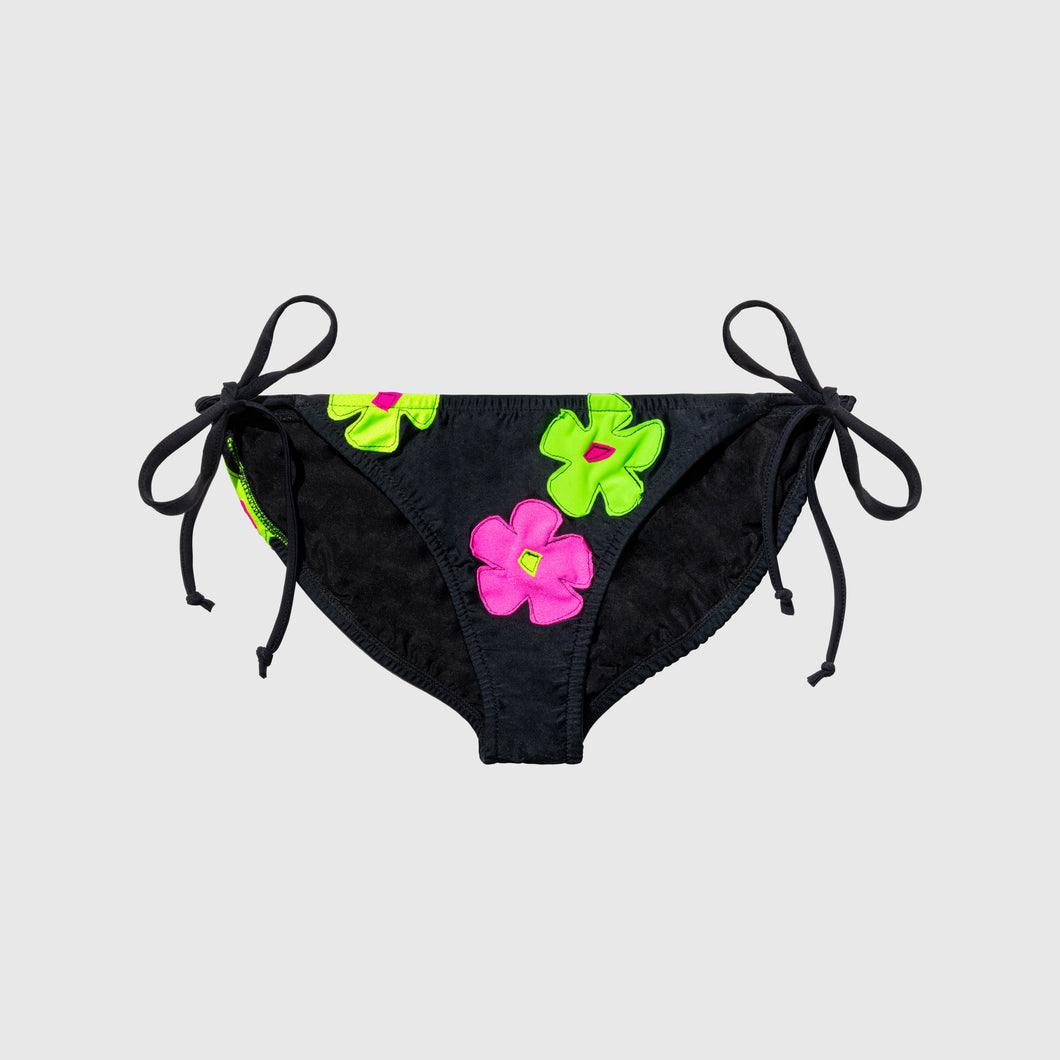 XLARGE - the 'black + neon florals' string bikini bottom