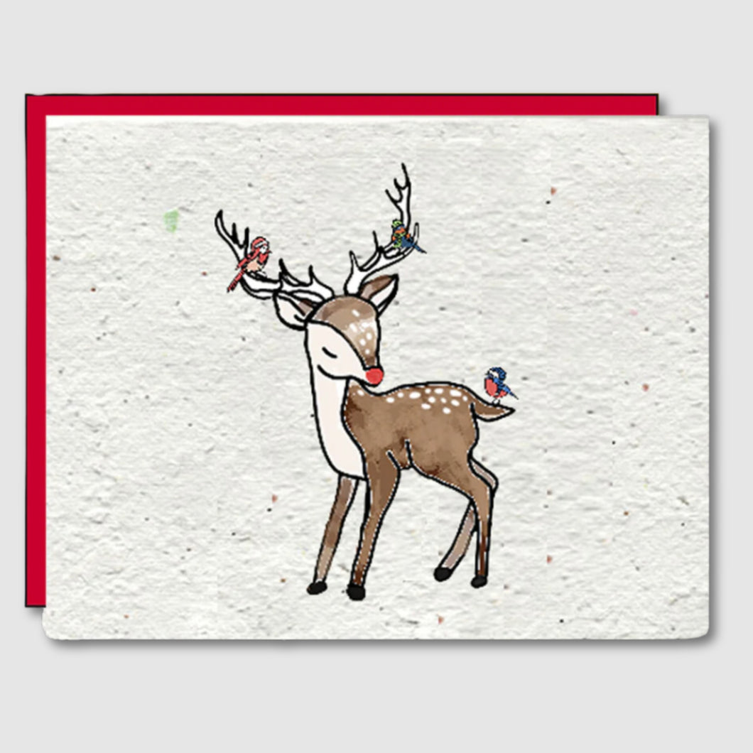 rudolph christmas: eco-friendly seed paper plant-able card