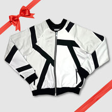 Load image into Gallery viewer, in-stock holiday - SIZE: S/M - white + black stripes bomber
