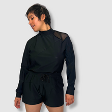 Load image into Gallery viewer, the &#39;black + mesh&#39; long sleeve sun-guard
