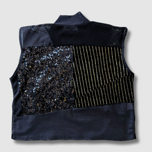 Load image into Gallery viewer, black sequined &#39;all-over reroll&#39; cropped mock neck tank top
