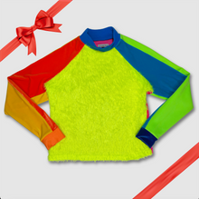 Load image into Gallery viewer, in-stock holiday - SIZE: S - neon + fuzzy color blocked sweatshirt
