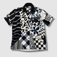 Load image into Gallery viewer, black and white &#39;all-over reroll&#39; shirt (xs)
