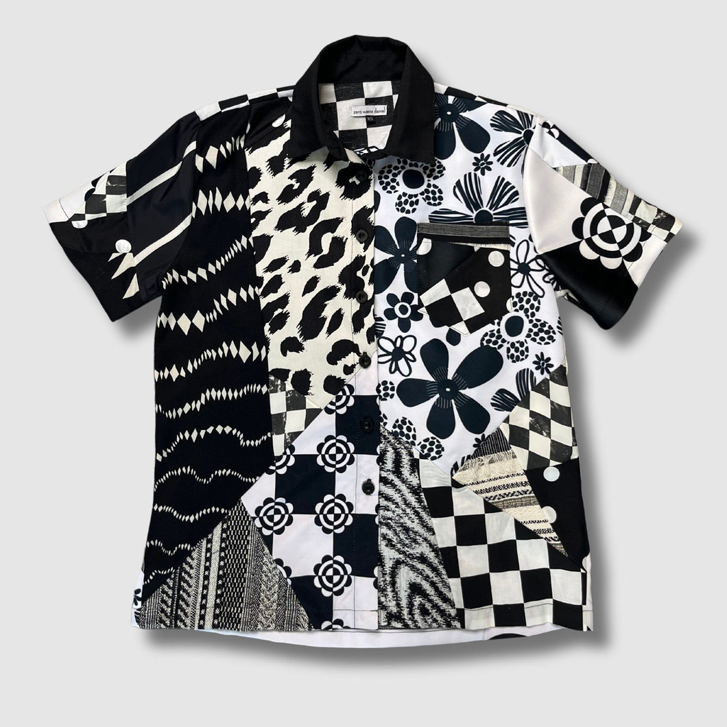 black and white 'all-over reroll' shirt (xs)