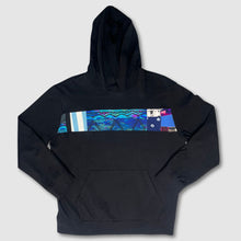 Load image into Gallery viewer, preloved - SIZE: L - black &#39;striped reroll&#39; hoodie
