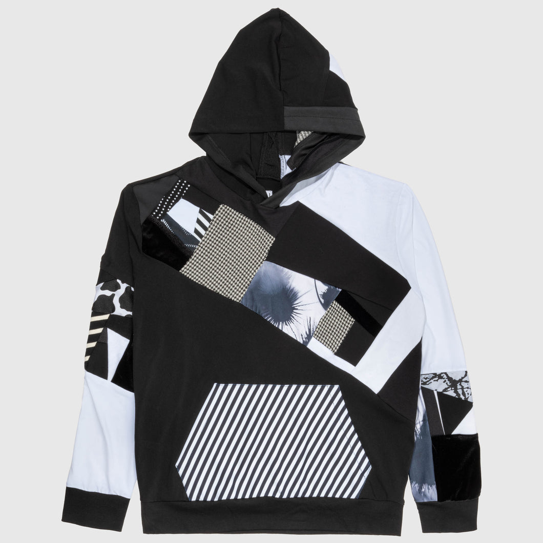 black + white 'all-over reroll' hoodie