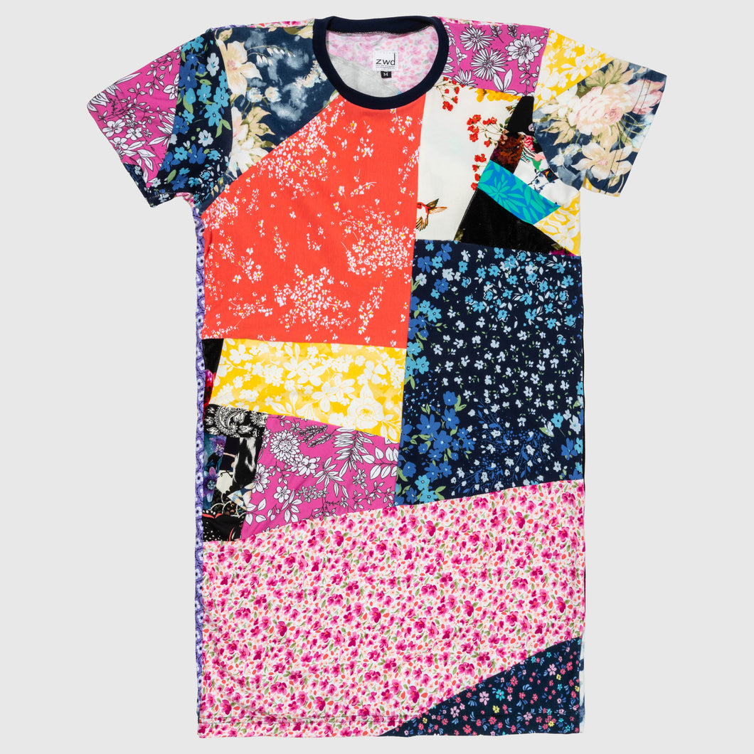 mixed floral 'all-over reroll' short sleeve long tee shirt