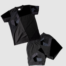Load image into Gallery viewer, black &#39;all-over reroll&#39; bundle (tee shirt + short)
