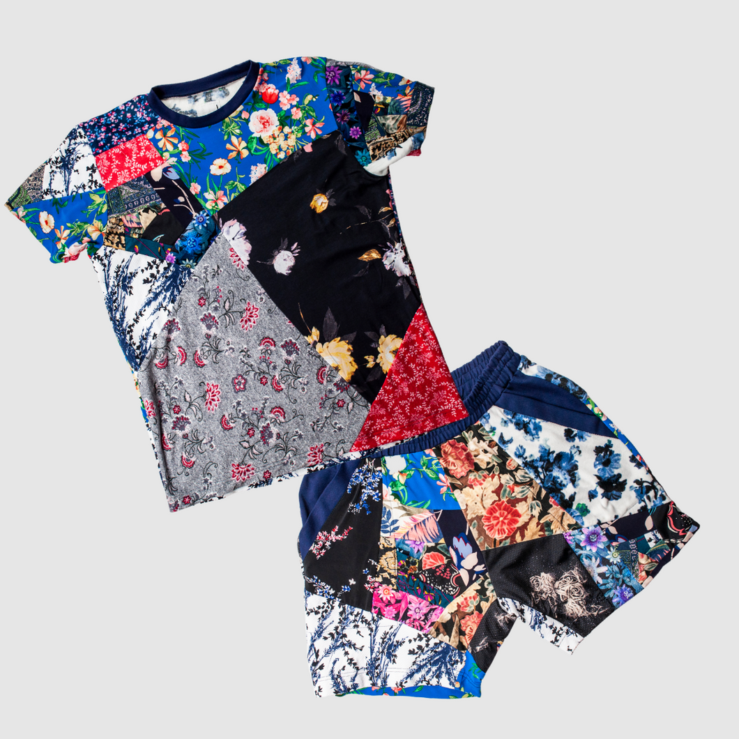 mixed florals 'all-over reroll' bundle (tee shirt + short)