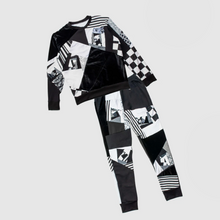 Load image into Gallery viewer, black + white  &#39;all-over reroll&#39; bundle (sweatshirt + jogger)
