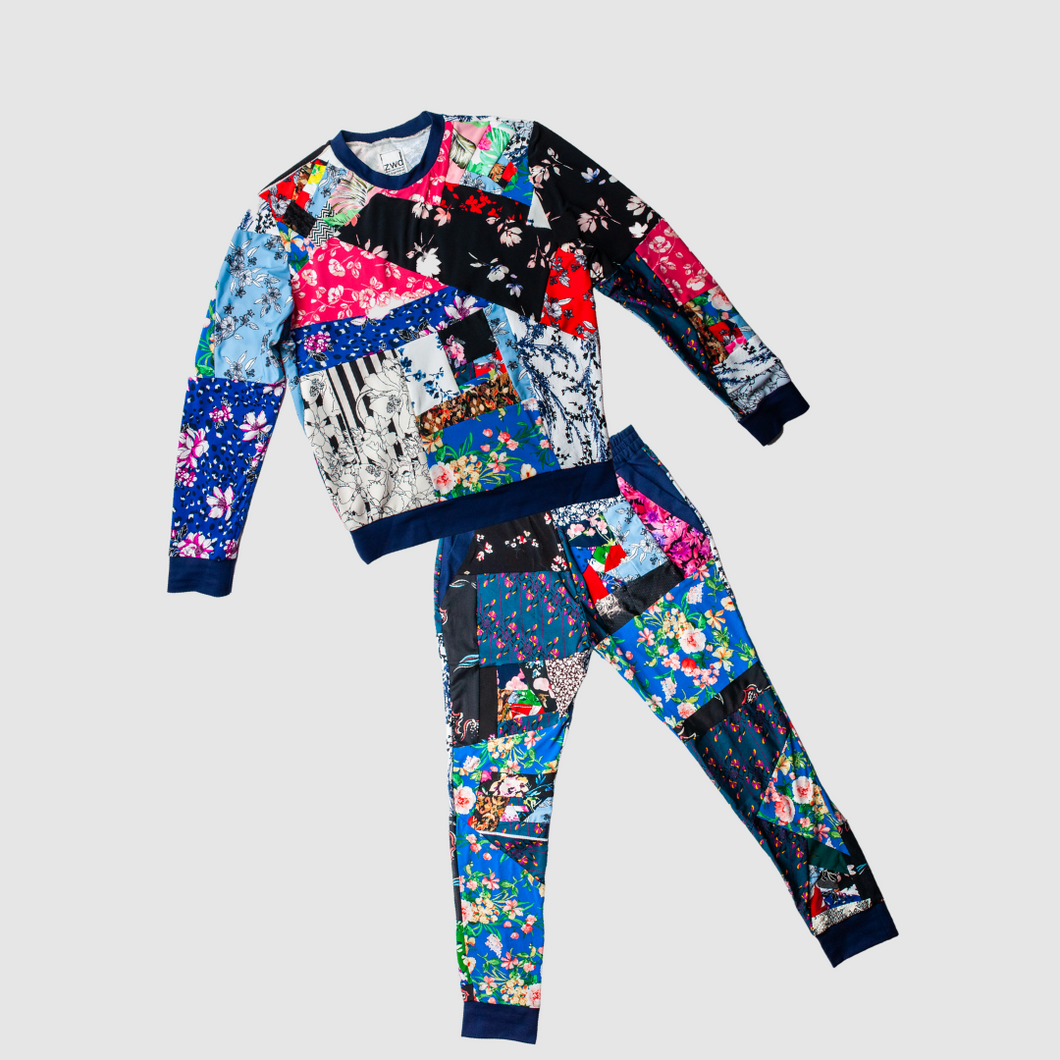 mixed floral  'all over reroll' bundle (sweatshirt + jogger)