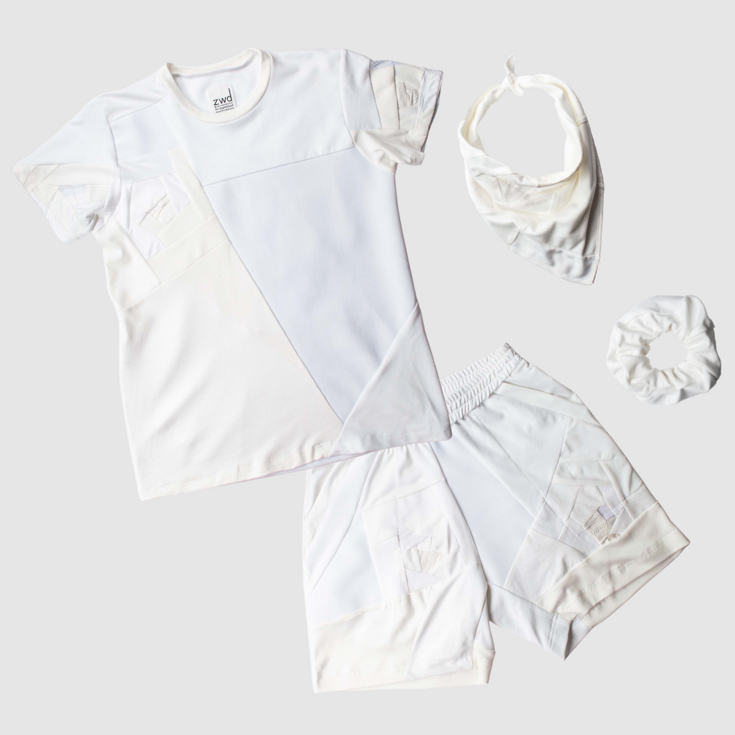 white summer set made by zero waste daniel a sustainable fashion brand in ny