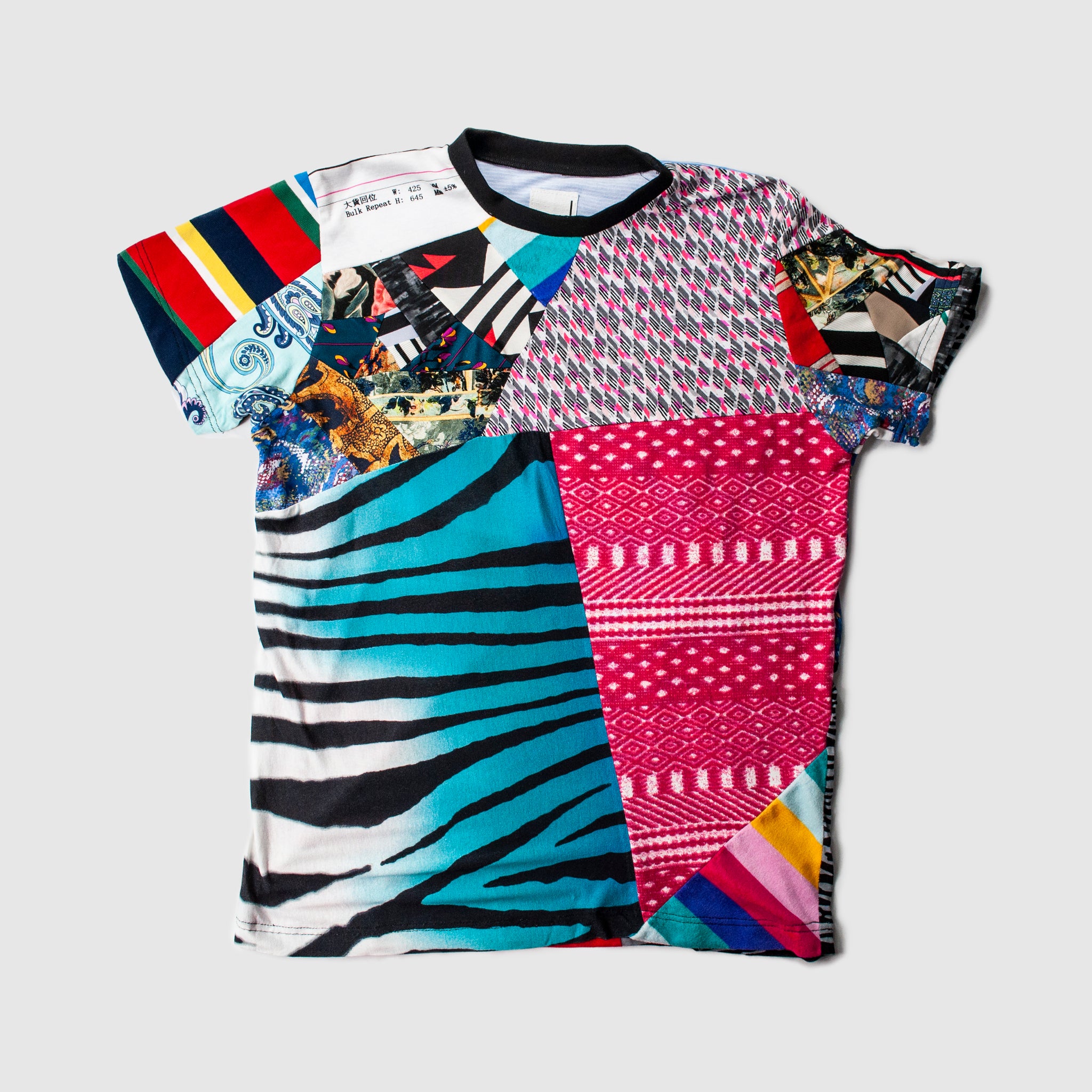 mixed print 'all-over reroll' short sleeve tee shirt – Zero Waste