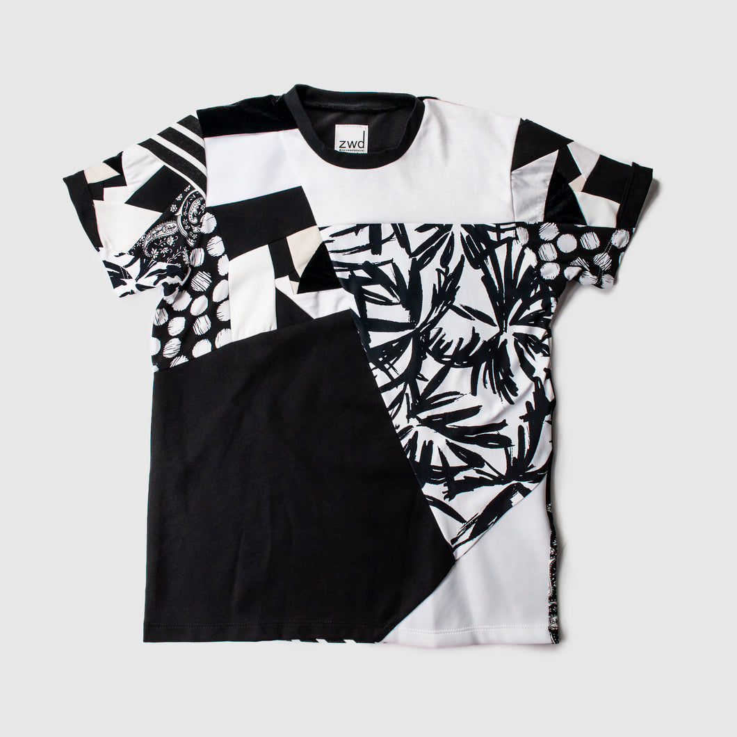 black + white 'all-over reroll' short sleeve tee shirt