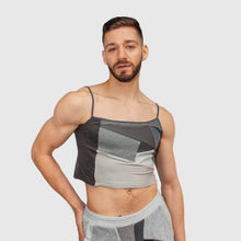 Load image into Gallery viewer, Gray &#39;all-over reroll&#39; cropped tank top
