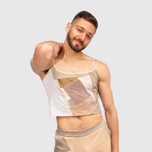 Load image into Gallery viewer, Khaki &#39;all-over reroll&#39; cropped tank top

