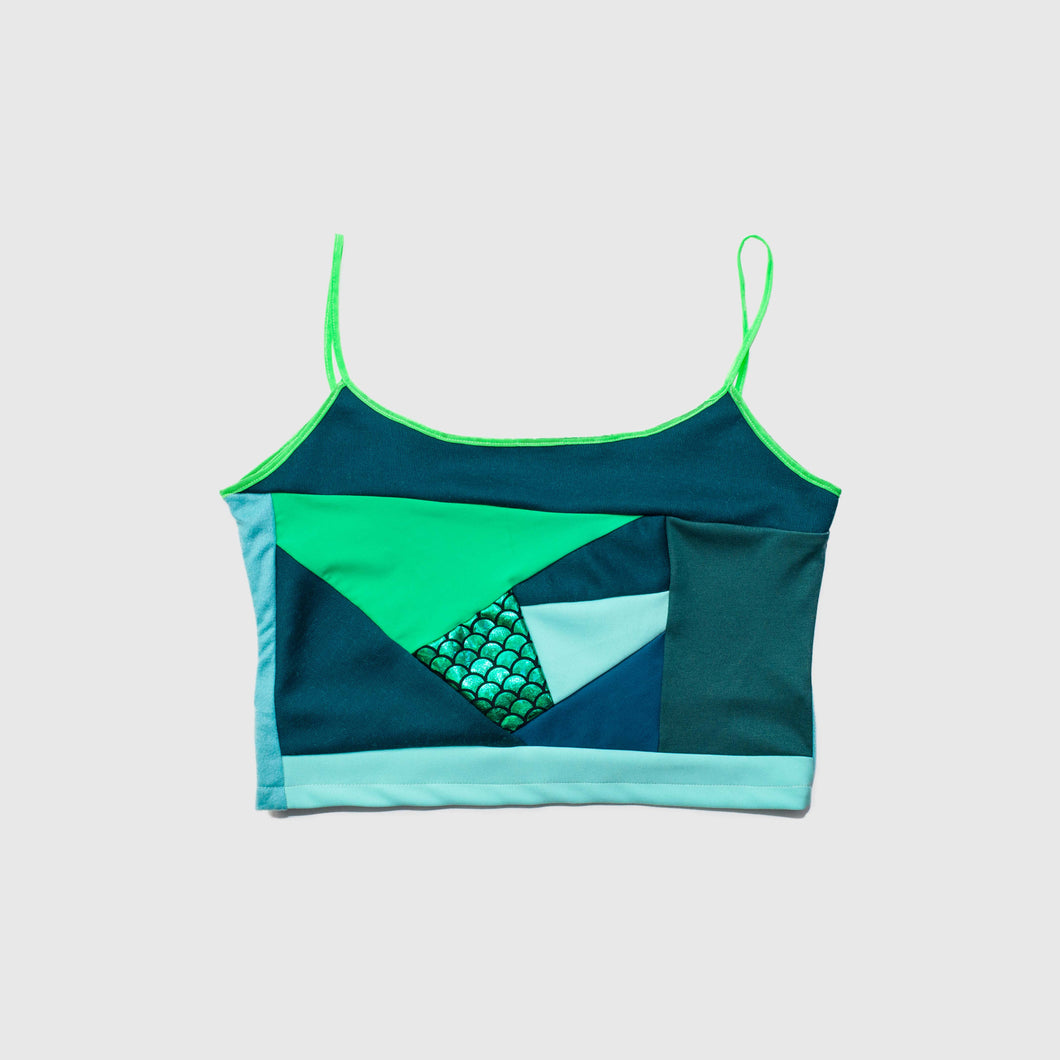 Green 'all-over reroll' cropped tank top