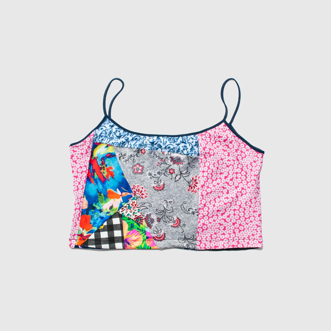 Mixed Floral 'all-over reroll' cropped tank top