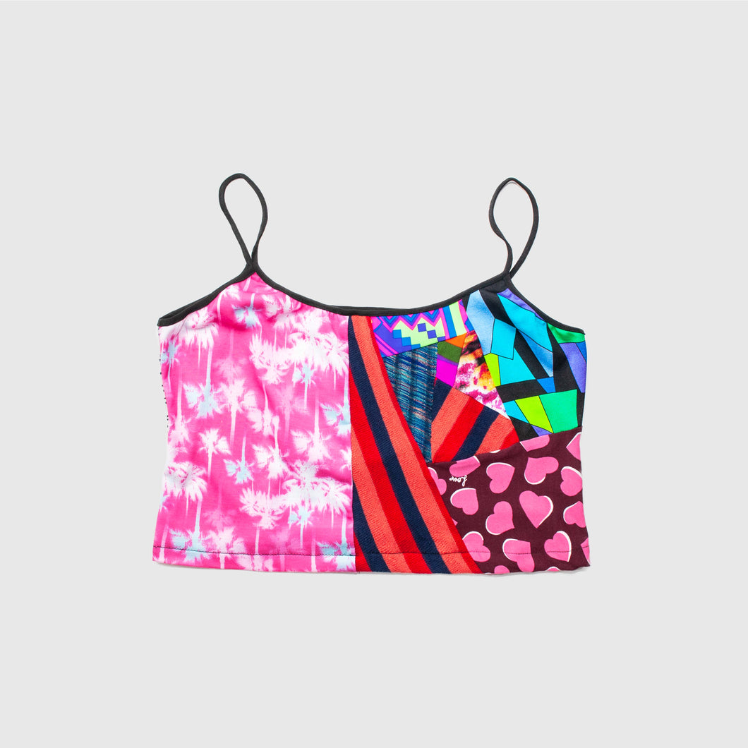 Mixed Print 'all-over reroll' cropped tank top