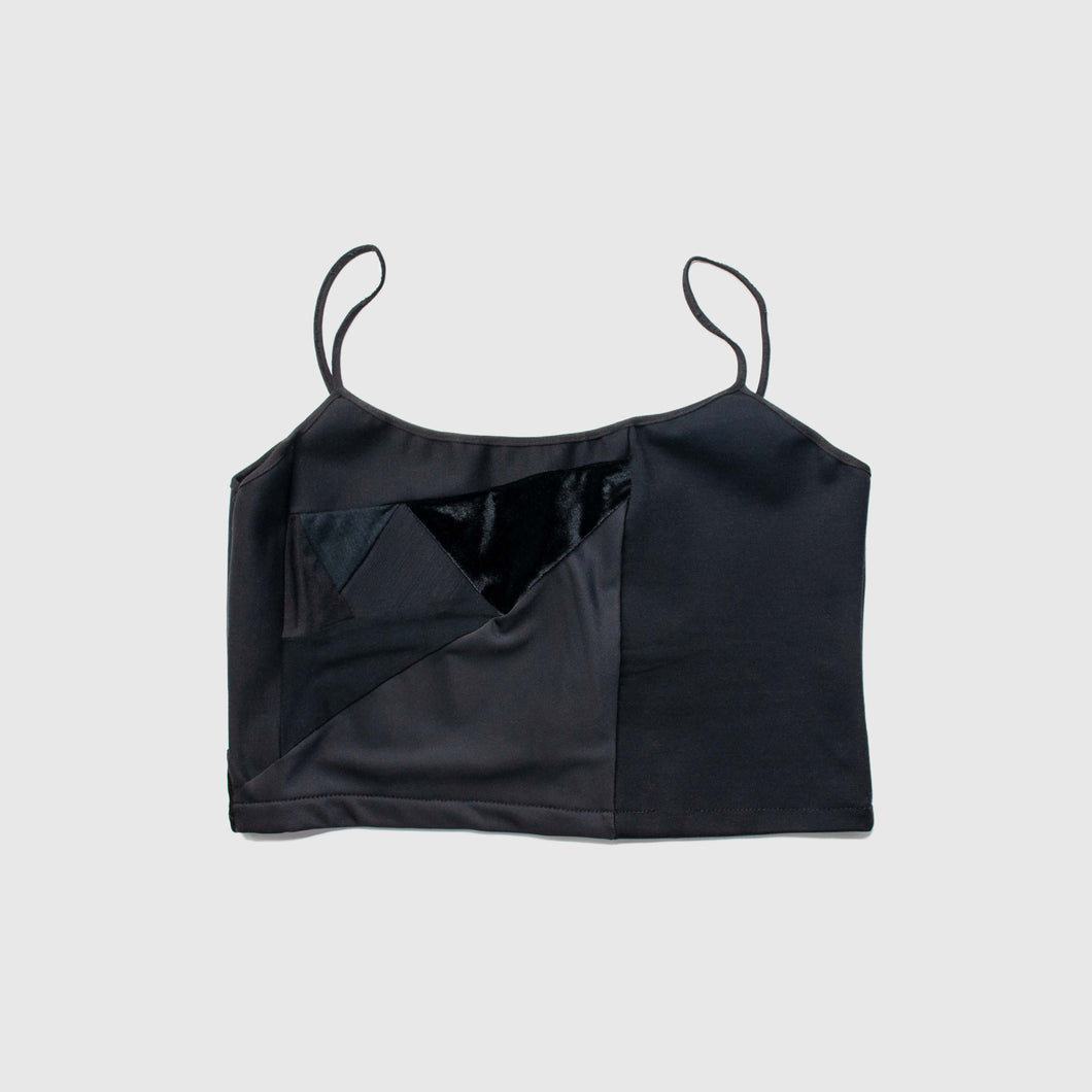 Black 'all-over reroll' cropped tank top
