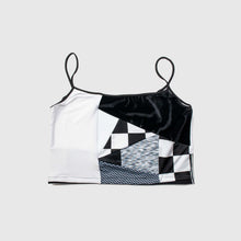 Load image into Gallery viewer, black + white &#39;all-over reroll&#39; cropped tank top
