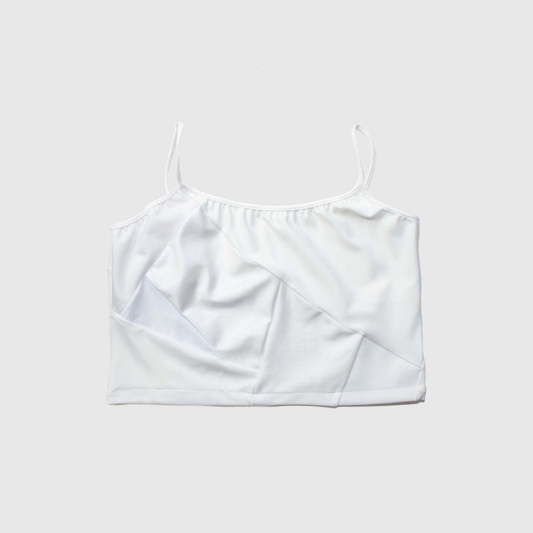 White 'all-over reroll' cropped tank top