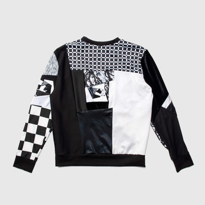 black + white 'all-over reroll' sweatshirt