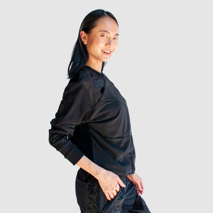 black 'all-over reroll' sweatshirt