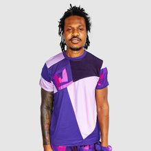 Load image into Gallery viewer, purple &#39;all-over reroll&#39; short sleeve tee shirt
