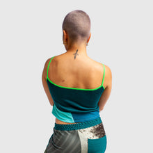 Load image into Gallery viewer, Green &#39;all-over reroll&#39; cropped tank top
