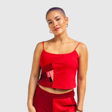 Load image into Gallery viewer, red &#39;all-over reroll&#39; cropped tank top

