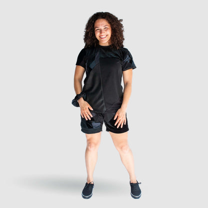 black 'all-over reroll' short